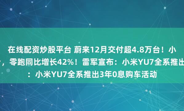 在线配资炒股平台 蔚来12月交付超4.8万台！小鹏交付超3.7万台，零跑同比增长42%！雷军宣布：小米YU7全系推出3年0息购车活动